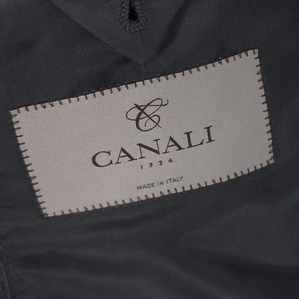 CANALI ITALY MADE 100‎ % Wool Blazer Jacket Gray Pinstripe 42L Sport Coat